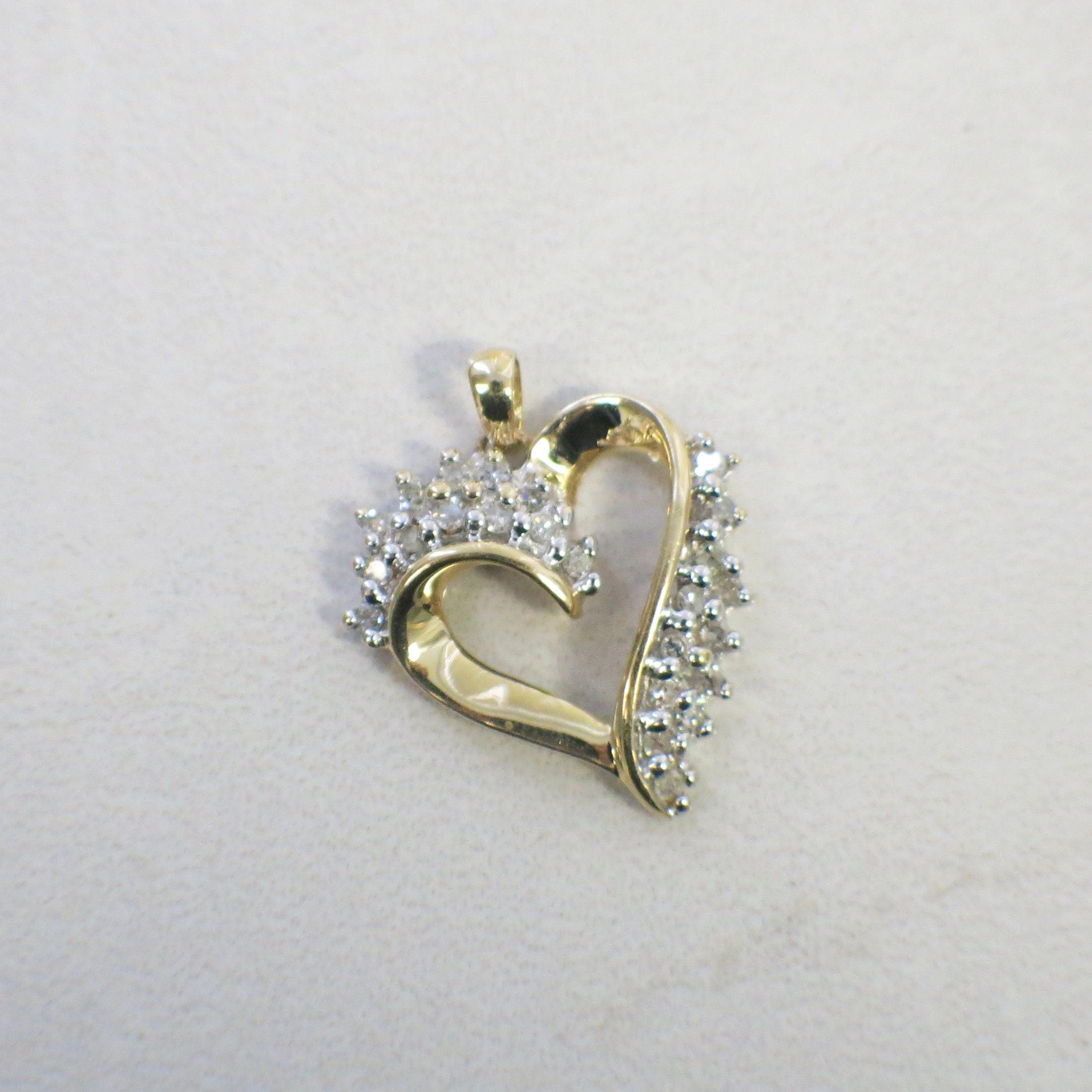 10K Gold Diamond Heart Pendant – Two-Tone White & Yellow Gold, 0.48 CTW - Black Market LLC
