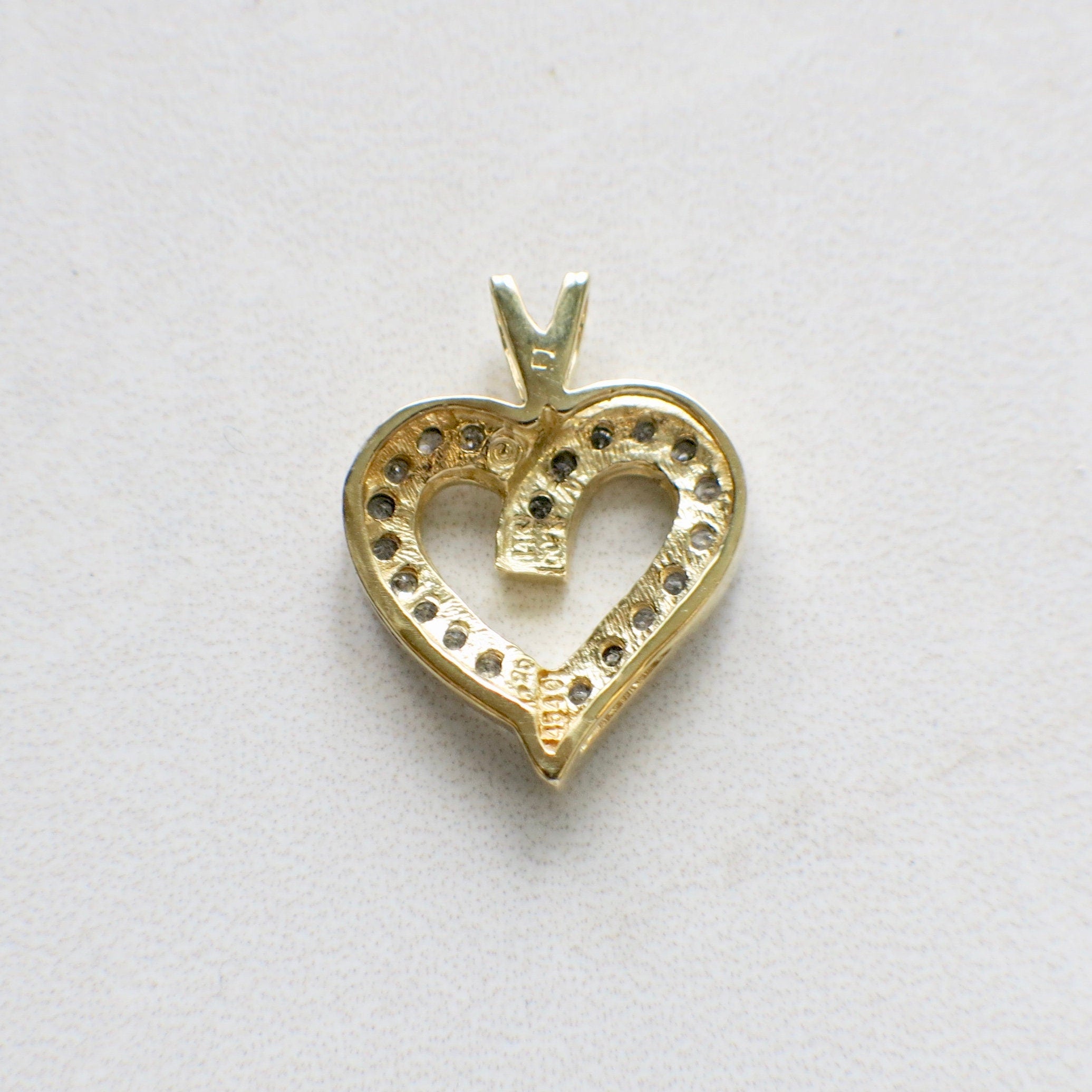 14K Two-Tone Gold Diamond Open Heart Pendant – .30 CTW - Black Market LLC