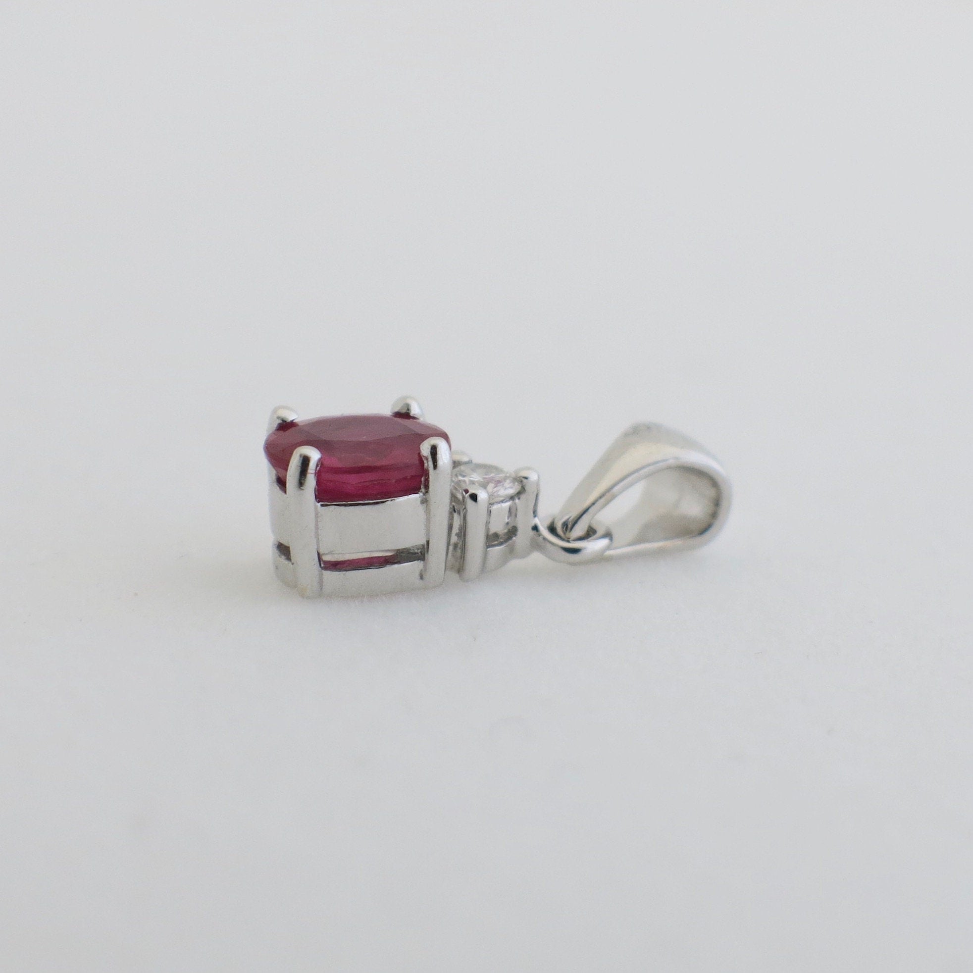 18K White Gold Ruby and Diamond Pendant | July Birthstone Necklace - Black Market LLC