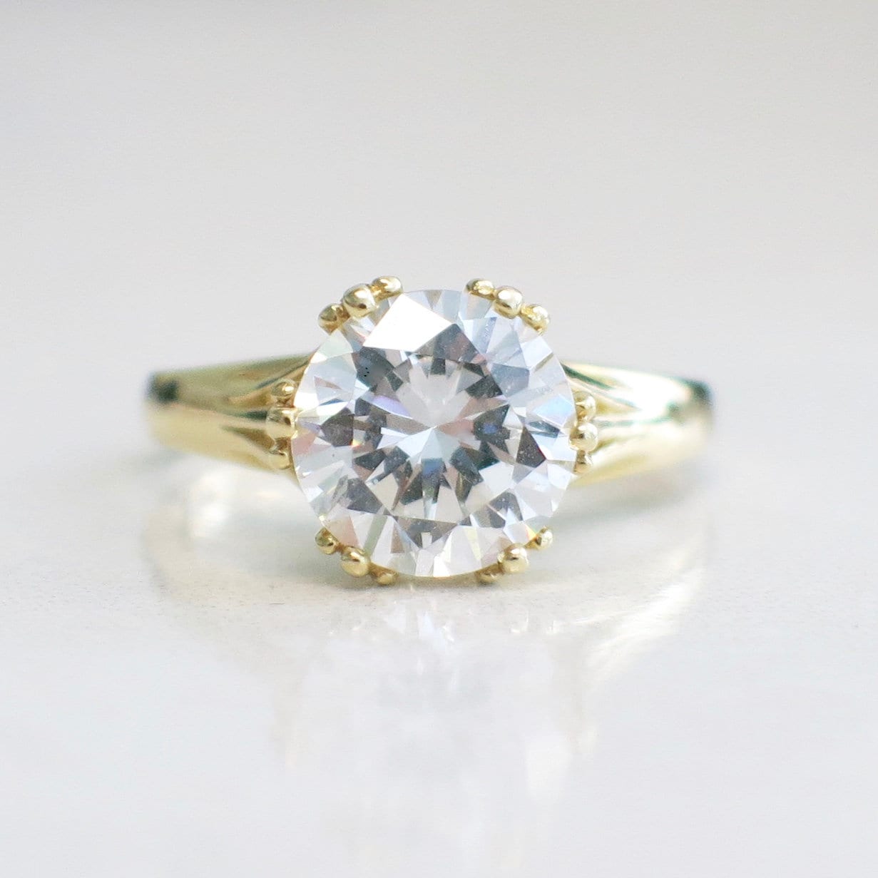 14K Gold Round CZ Ring – Brilliant Cut Solitaire Engagement Ring Size 7 - Black Market LLC