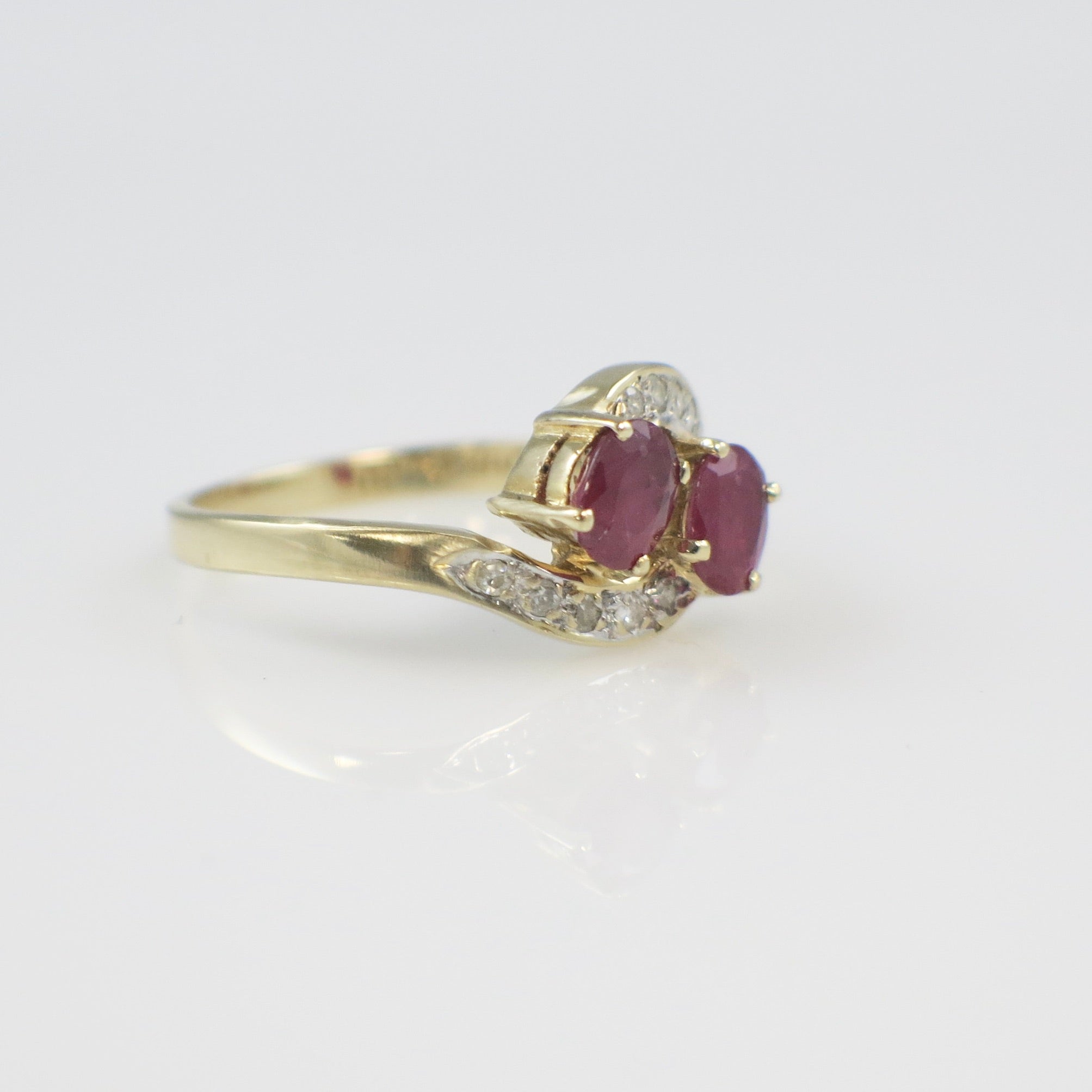 14K Yellow Gold Ruby and Diamond Bypass Ring – Size 6 - Black Market LLC