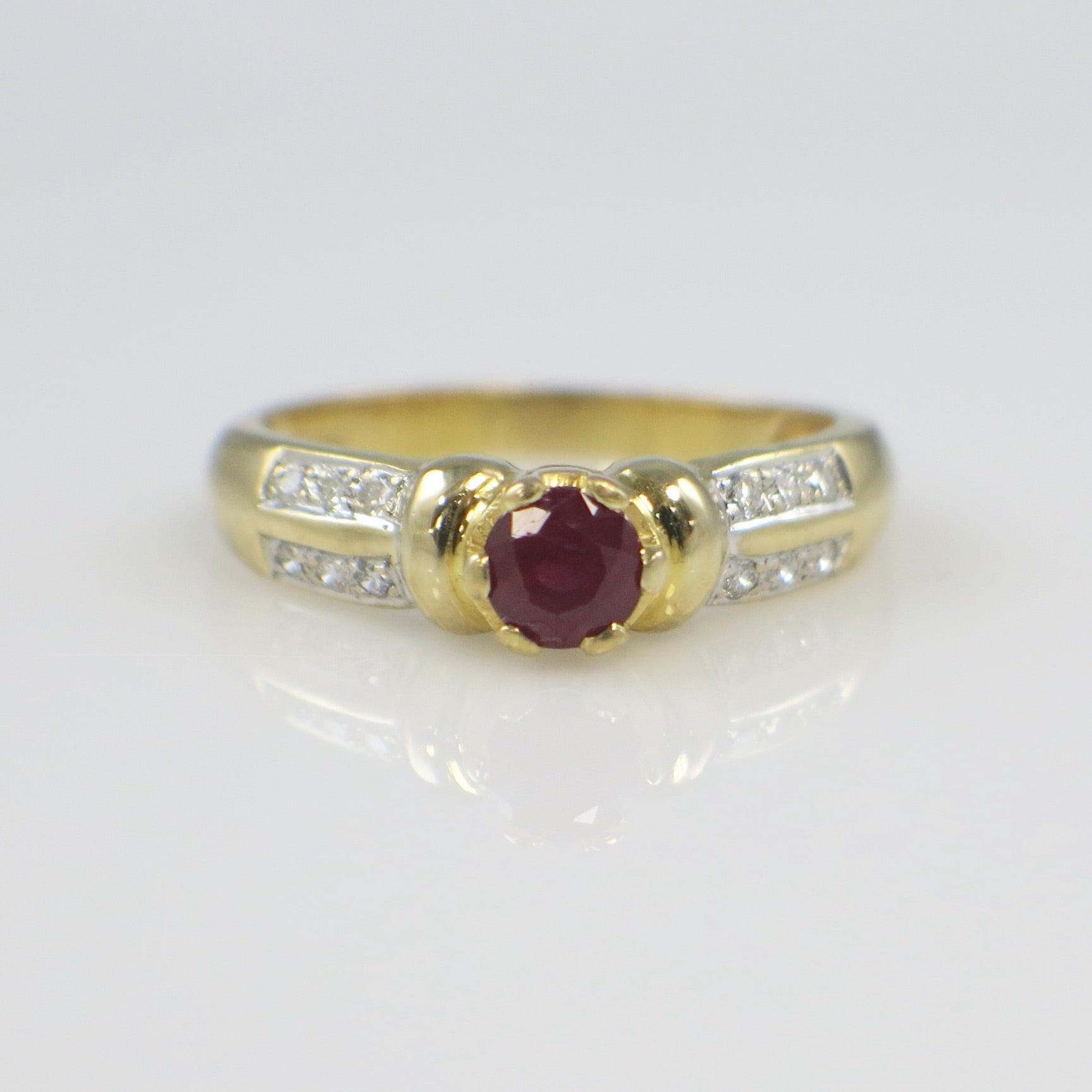 22K Yellow Gold Ruby and Diamond Ring – Natural Ruby with Diamond Accents, Size 6.25 - Black Market LLC