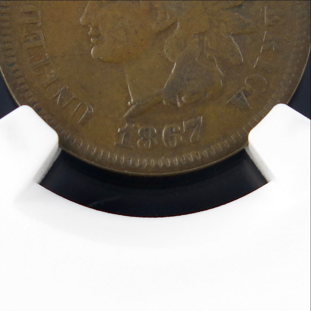 1867/67 Indian Head Cent – FS-301 Doubled Die – NGC F15 – Early U.S. Copper Coin - Black Market LLC