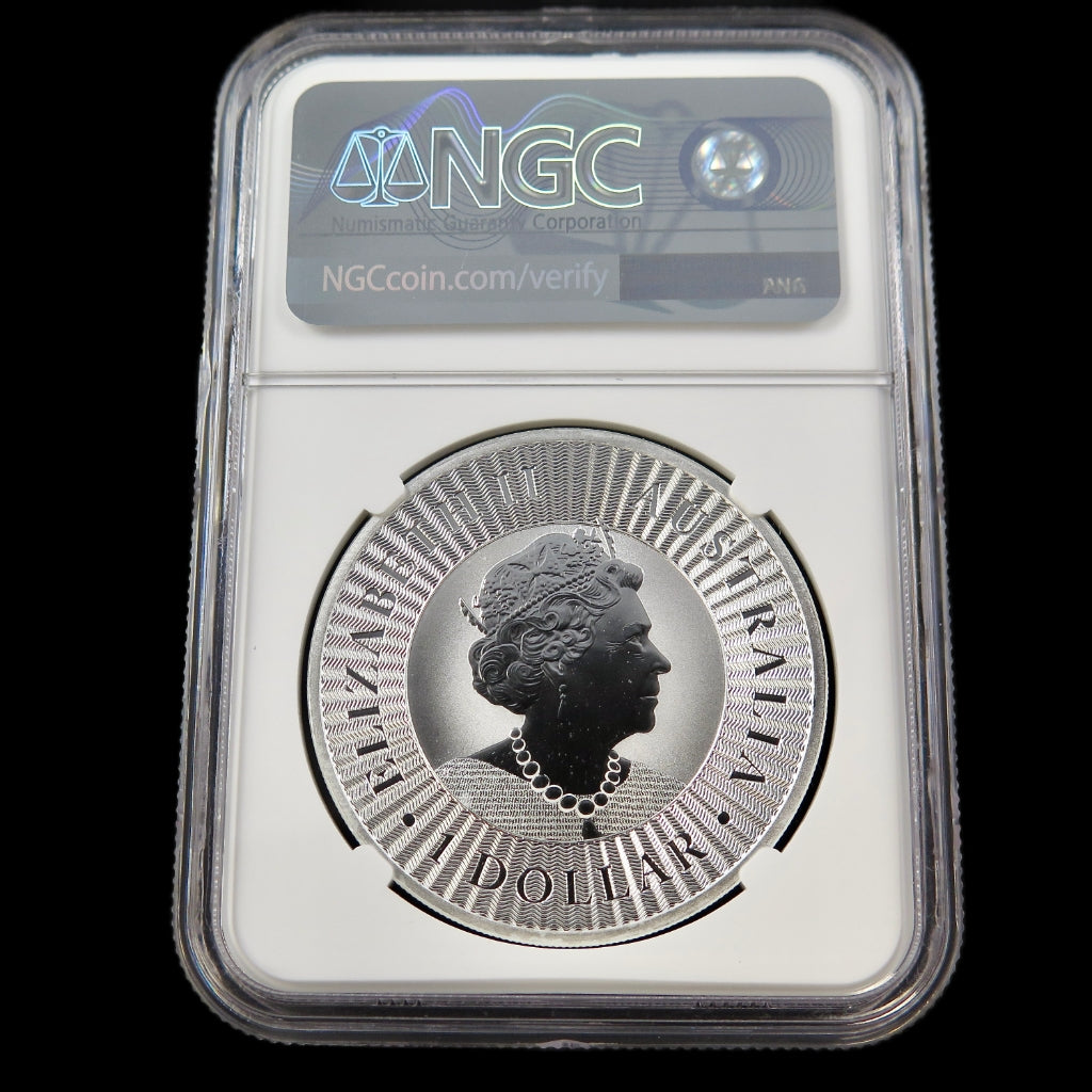2022-P Australia $1 Silver Kangaroo – 1 oz .9999 Silver – NGC MS70 – First Day of Issue – Ed Harbuz Signed Label - Black Market LLC