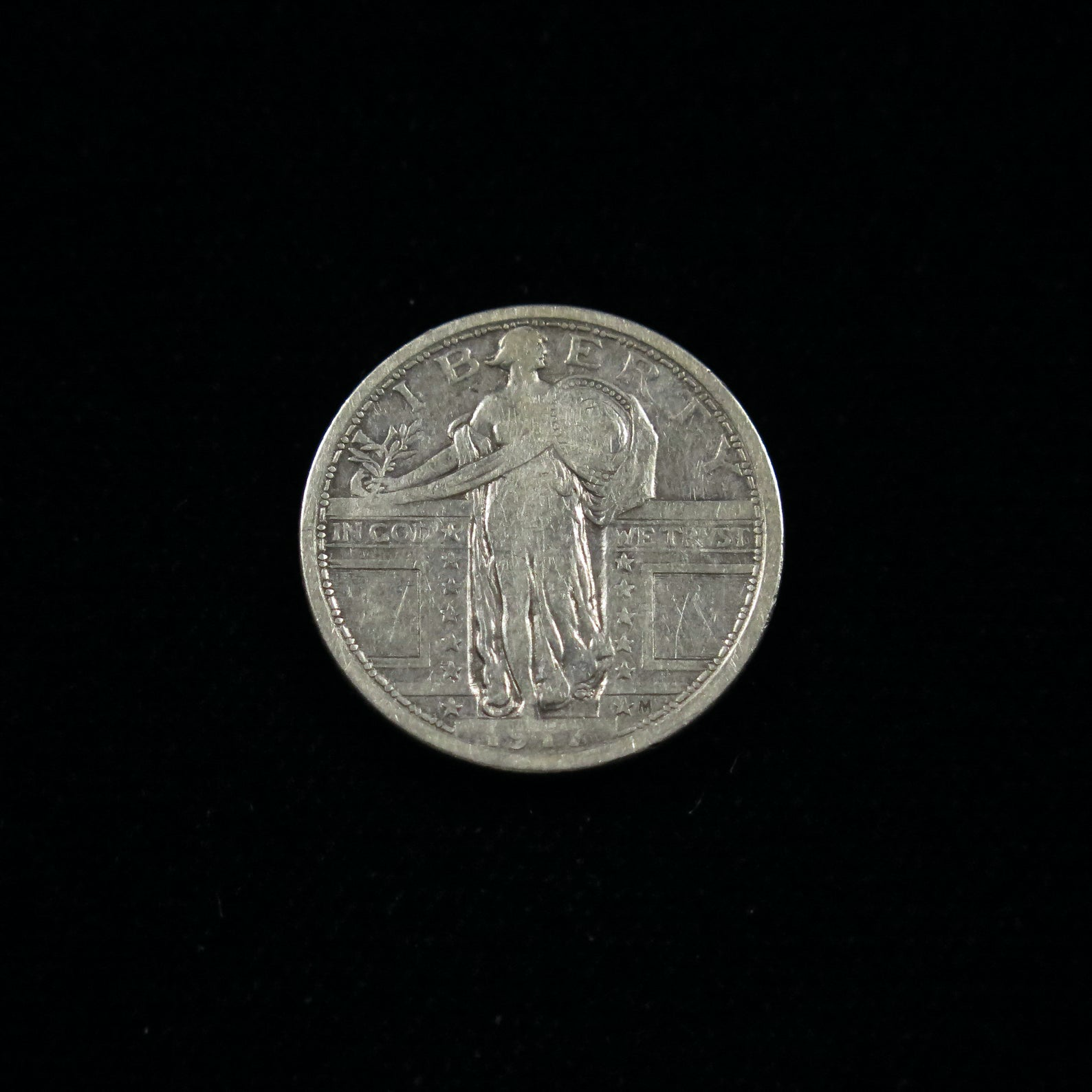 1917 Standing Liberty Quarter Type 1, Fine condition, U.S. silver coin, raw, collectible quarter from Black Market LLC.