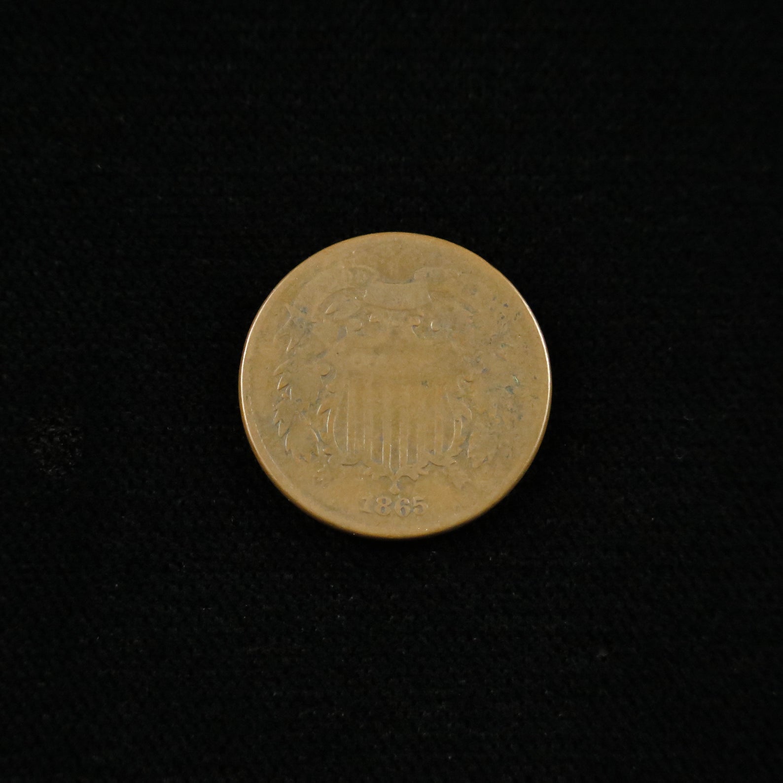 1865 Two Cent Piece from the Civil War era, featuring a fancy 5 design, good condition, raw, collectible variety coin by Black Market LLC.