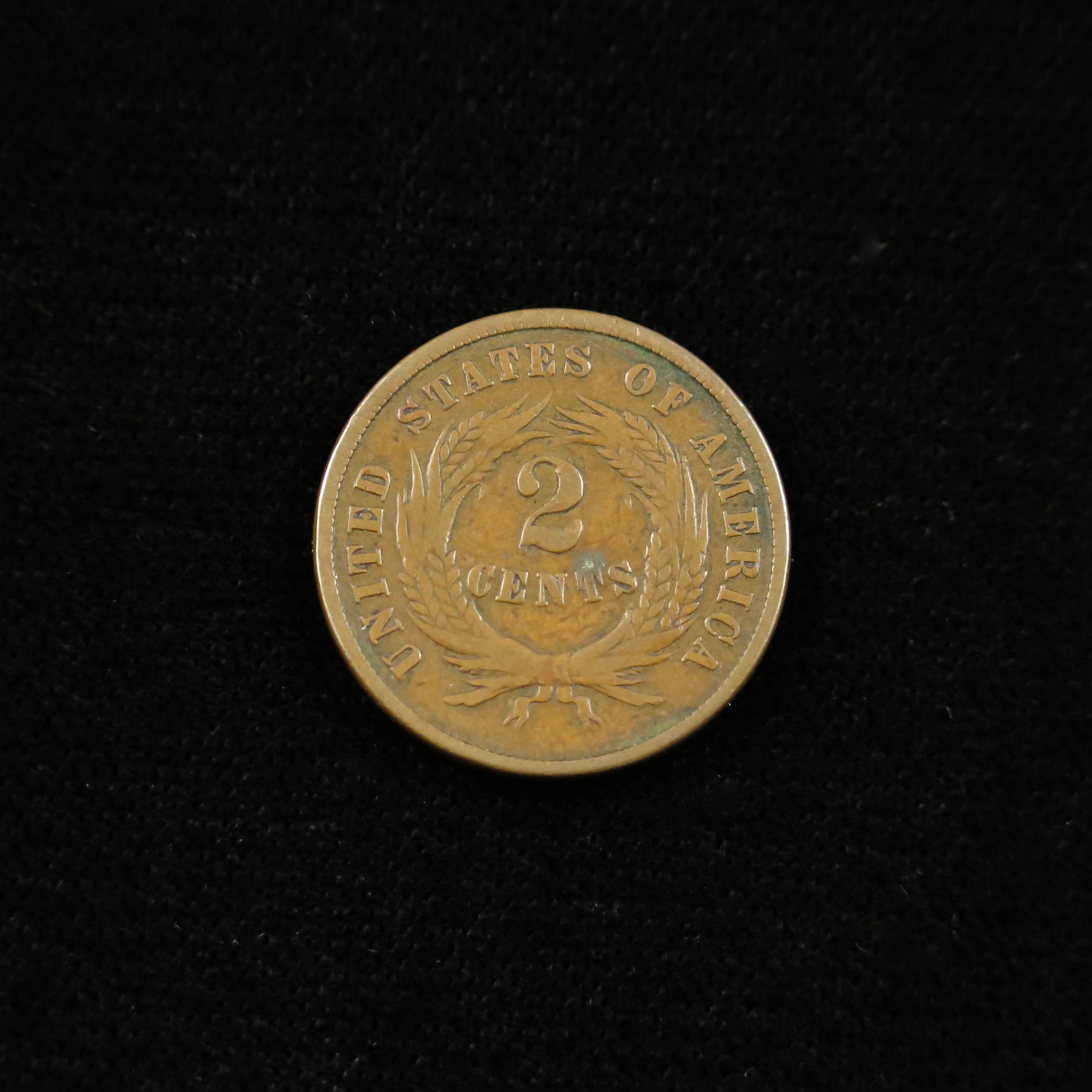1869 Two Cent Piece raw U.S. copper coin by Black Market LLC, historic and scarce late-date type, detailed coin image