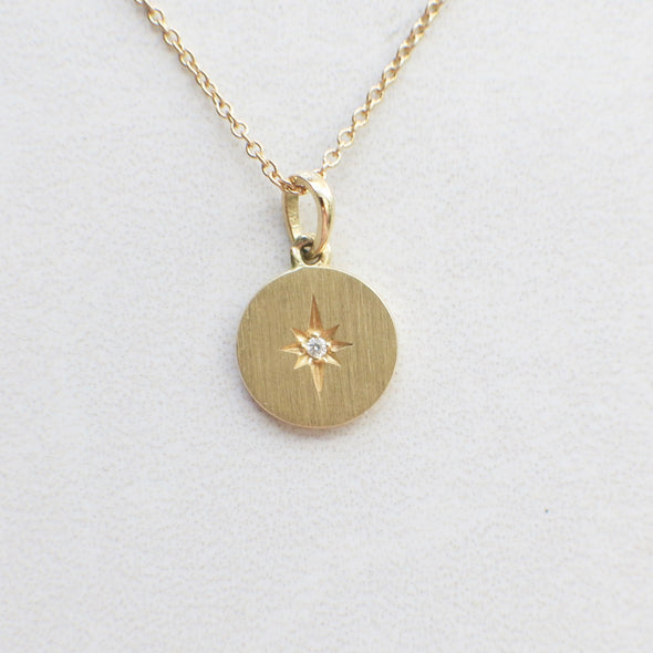 14K Gold Diamond Accented Starburst Pendant 16 to 18 Inch Adjustable Necklace