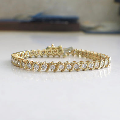 S Link 18K Yellow Gold 2.25 CTW Diamond Tennis Bracelet