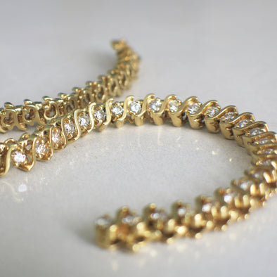 S Link 3.52 CTW Diamond Tennis 14K Yellow Gold Bracelet