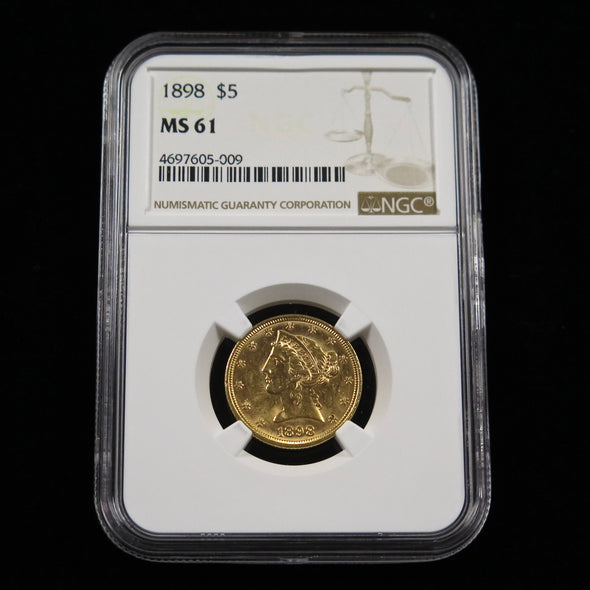 1898 Liberty Head 5 Dollar Gold Coin NGC MS61