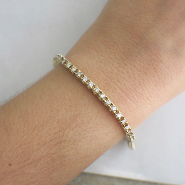 Vintage 14k Yellow Gold Diamond Tennis Bracelet – 2.5 CTW, 7” Estate Fine Jewelry