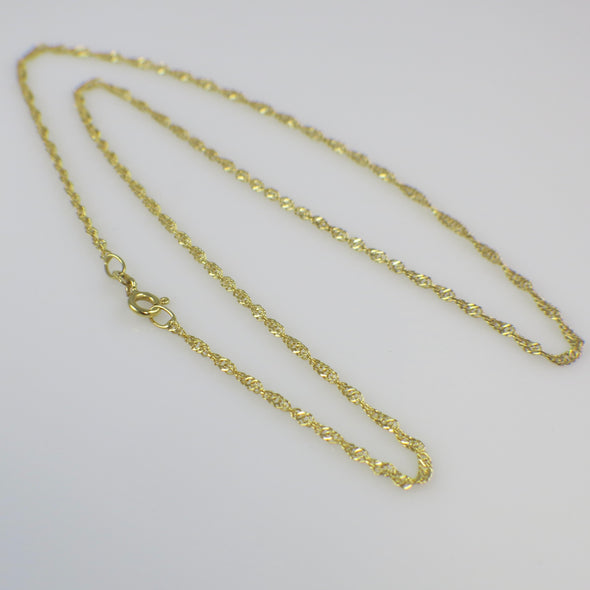 14K Yellow Gold Diamond Cut Singapore Chain – 18 Inch 1.86mm Solid Gold Necklace