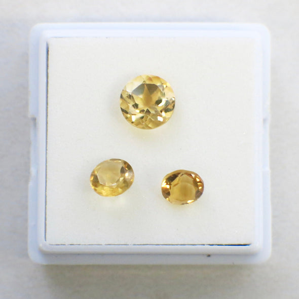 2.11 CTW Citrine Gemstone Set | Yellow-Orange Round Brilliant Loose Stones for Pendant & Earrings