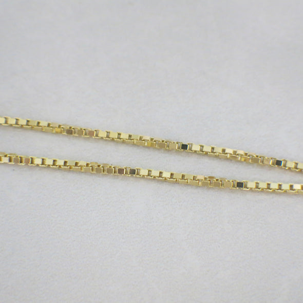 14K Yellow Gold Box Chain Necklace | 15.5 Inch Choker Layering Chain | Vintage 10.7g Solid Gold | 1.9mm Wide | Petite Pendant Ready