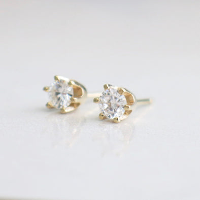 0.46ct Diamond Stud Earrings 14K Yellow Gold Six Prong Setting SI1-I1 FG Round Brilliant Classic Gift Jewelry