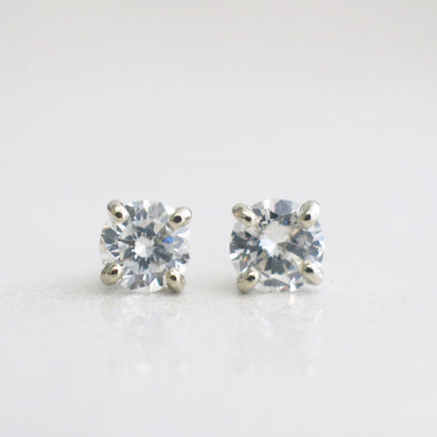 0.80ct Diamond Stud Earrings 14K White Gold Four Prong Setting SI1 I-J Sparkling Classic Gift Jewelry with Matching Backs
