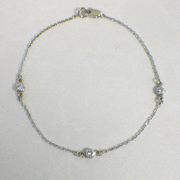 14K Gold Diamond Bezel Station Bracelet .30 CTW | White, Yellow, or Rose Gold