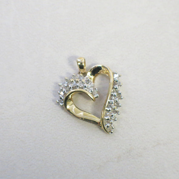 10K Gold Diamond Heart Pendant – Two Tone White and Yellow Gold .48 CTW