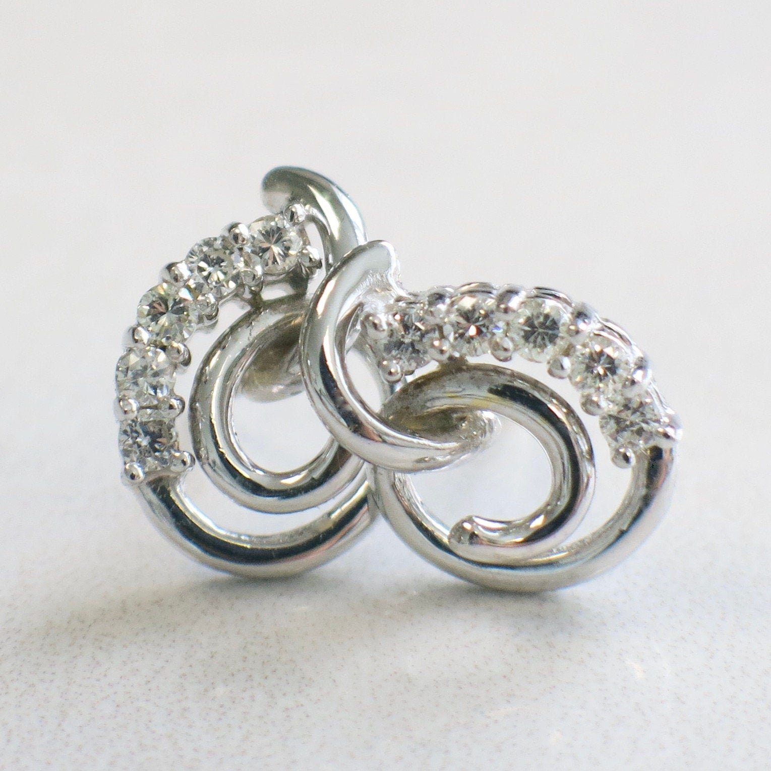 14K White Gold Diamond Swirl Earrings – .50 CTW Vintage Studs - Black Market LLC