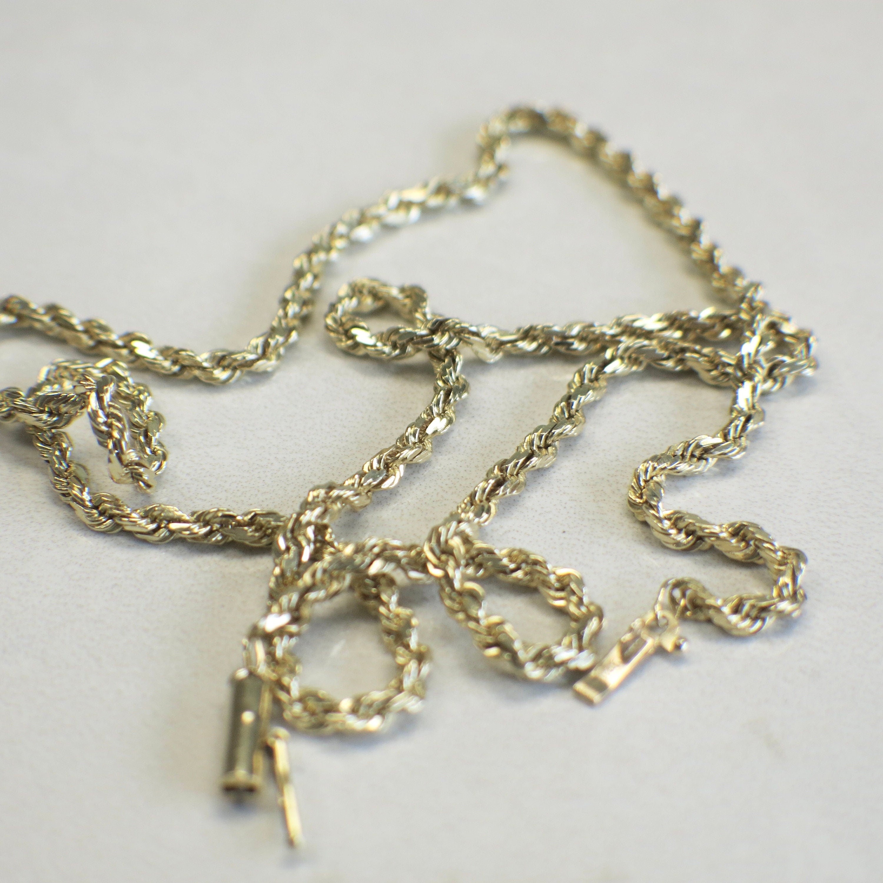 14K Yellow Gold Rope Chain Necklace – 19 Inch, 2.4 mm, 12.2 g - Black Market LLC