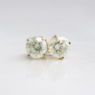 0.78ct Diamond Stud Earrings | 14K Yellow Gold Round Brilliant with Threaded Backs