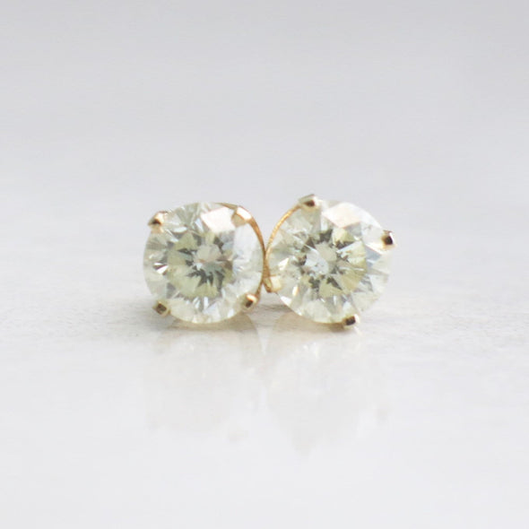0.78ct Diamond Stud Earrings | 14K Yellow Gold Round Brilliant with Threaded Backs