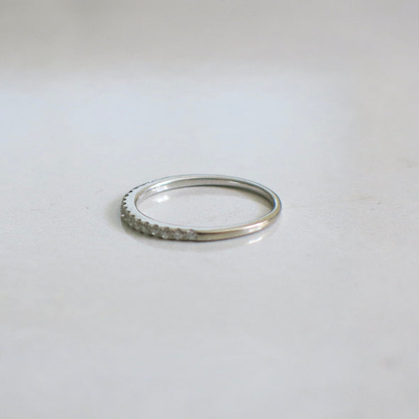 14K White Gold Skinny Diamond Band14K White Gold Diamond Band – Skinny Dainty Stacking Ring Size 6.75