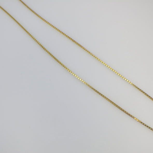 14K Yellow Gold Box Chain Necklace | 22 Inch Layering Chain 1.3 mm