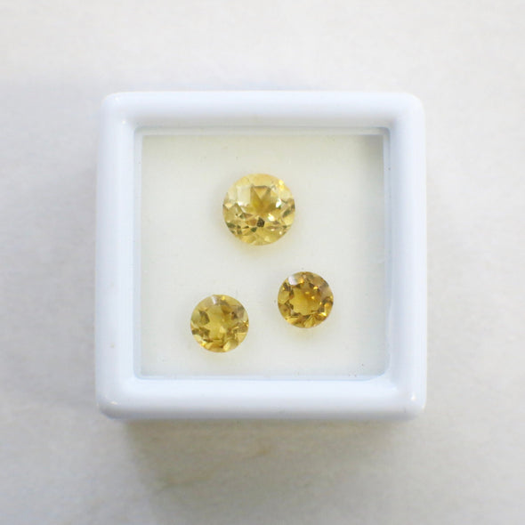 2.11 CTW Citrine Gemstone Set | Yellow-Orange Round Brilliant Loose Stones for Pendant & Earrings