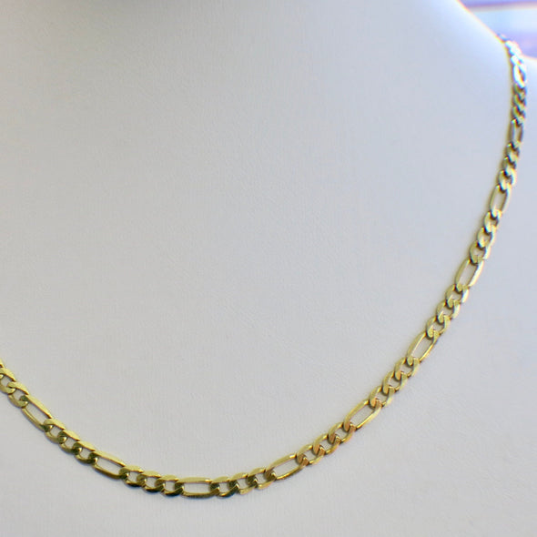 14K Yellow Gold Figaro Chain Necklace | 18 Inch | 10g Solid Gold | 4mm Wide Men's or Unisex Chain | Classic Italian Link Style
