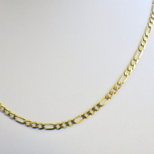 14K Yellow Gold Figaro Chain Necklace | 18 Inch | 10g Solid Gold | 4mm Wide Men's or Unisex Chain | Classic Italian Link Style