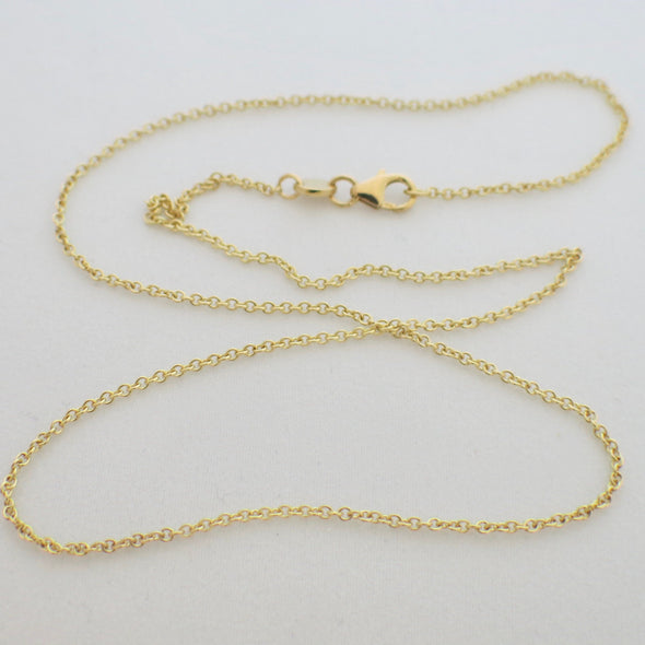 18K Yellow Gold Rolo Chain Necklace Vintage 18 Inch 1.2mm