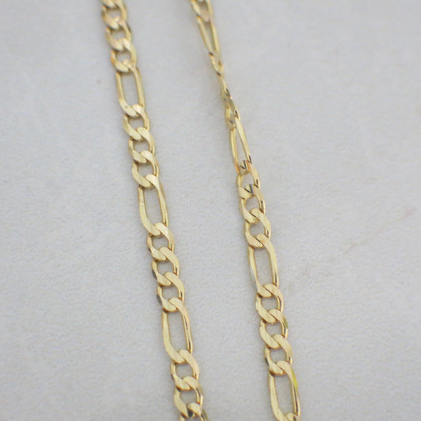 14K Yellow Gold Figaro Chain Necklace | 20 Inch Layering Chain | 11.1g Heavy Gold Chain | 3.9mm Wide | Lobster Clasp | Unisex Gift