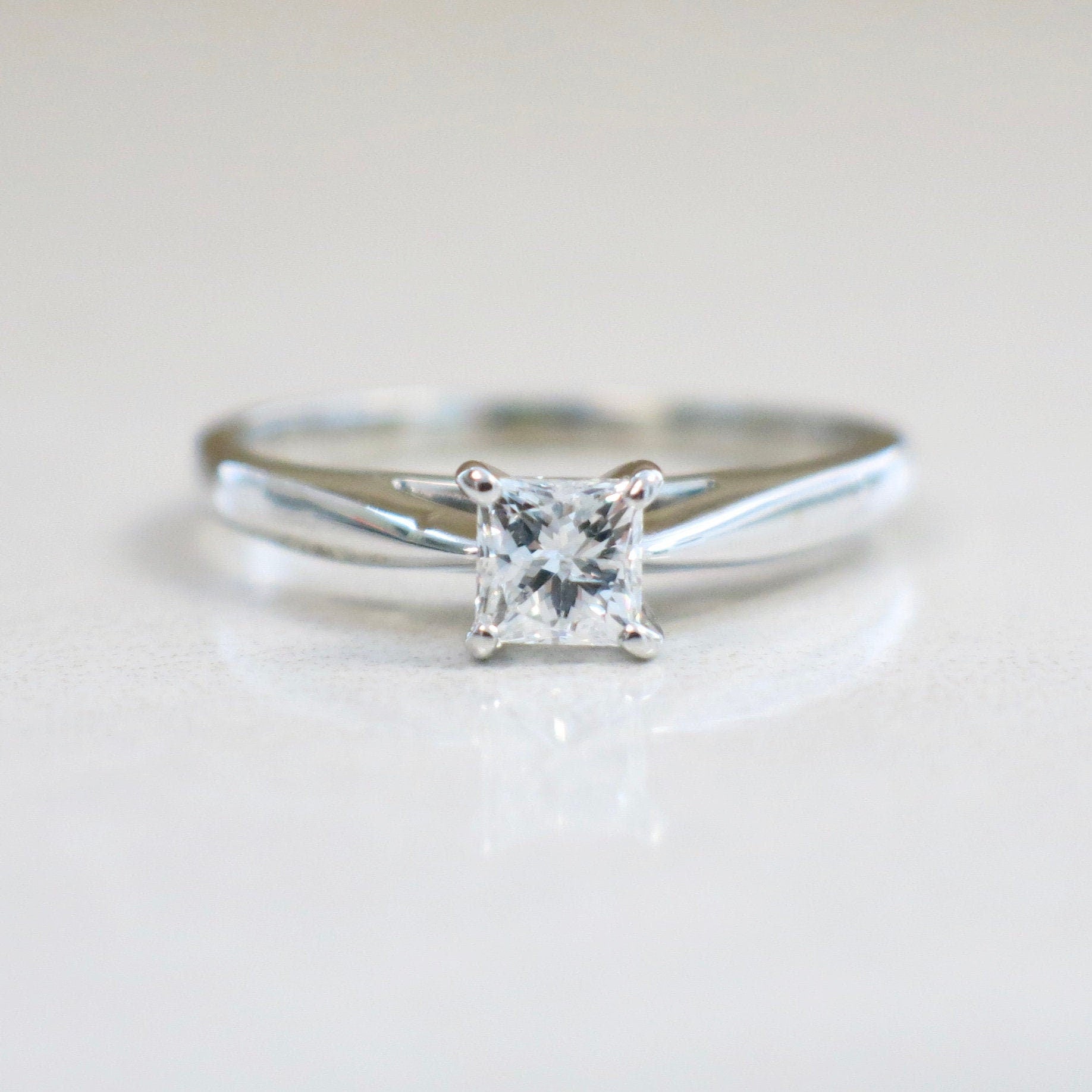 14K White Gold Princess Cut Diamond Solitaire Engagement Ring | .33 CTW Size 6.25 - Black Market LLC