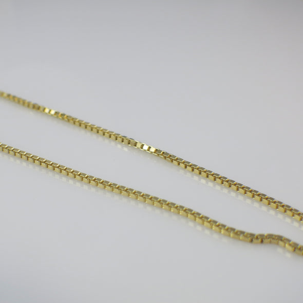 14K Yellow Gold Box Chain Necklace – 15.5" Choker, 1.9 mm Wide, 10.7 g
