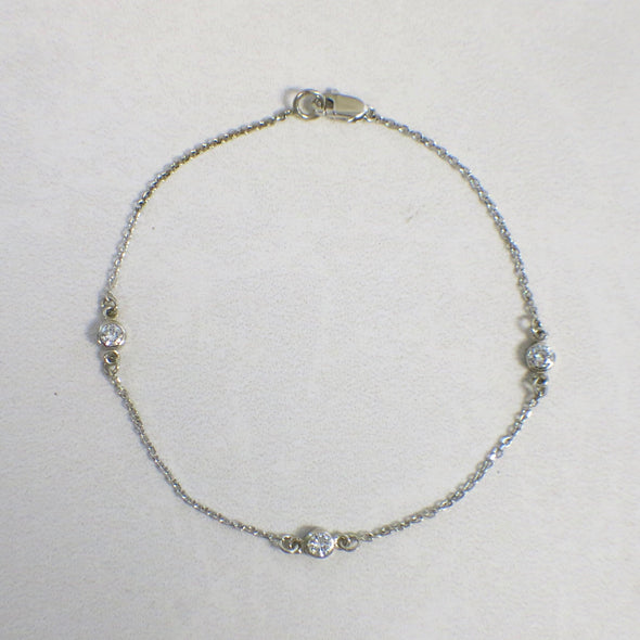 14K Gold Diamond Bezel Station Bracelet .30 CTW | White, Yellow, or Rose Gold