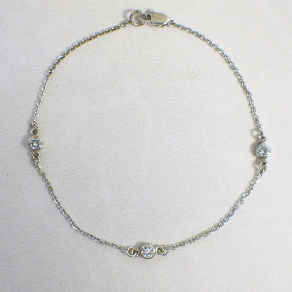 14K Gold Diamond Bezel Station Bracelet .30 CTW | White, Yellow, or Rose Gold