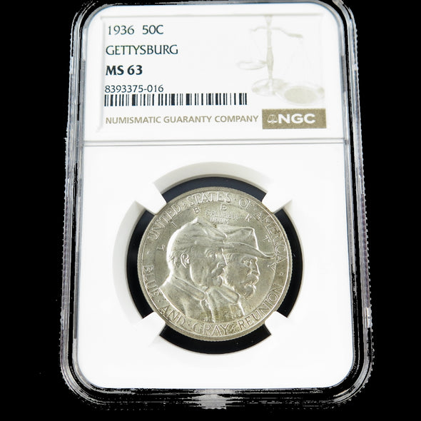 1936 Gettysburg Commemorative Half Dollar – NGC MS63 – Certified U.S. Silver Coin