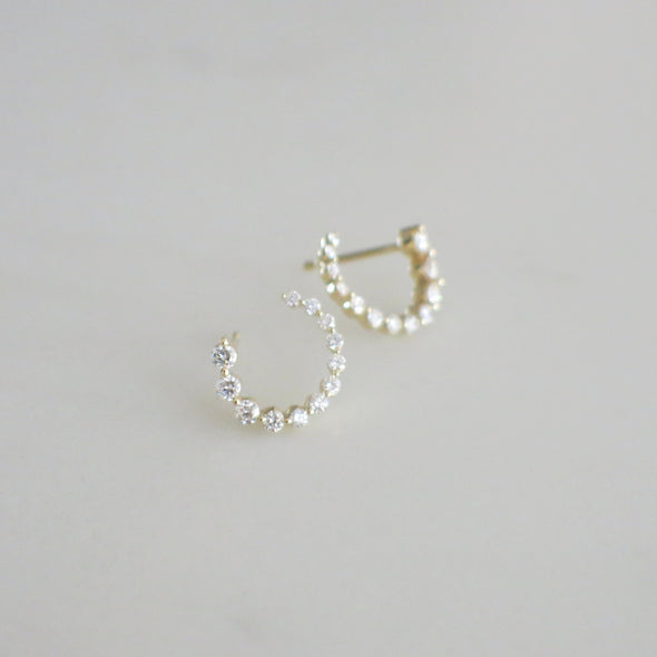 14K Gold Diamond Hoop Earrings | Front to Back Hoops | Dangle Diamond Hoops | Yellow White Rose Gold | Bridal Earrings Gift