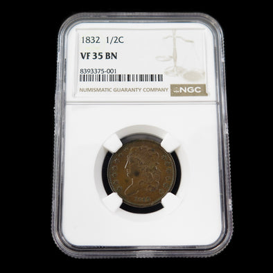 1832 Classic Head Half Cent – NGC VF35 BN – Early U.S. Copper Coin