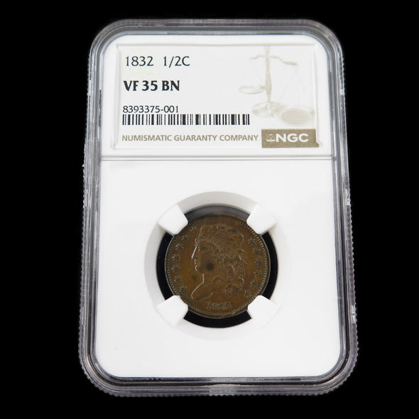 1832 Classic Head Half Cent – NGC VF35 BN – Early U.S. Copper Coin