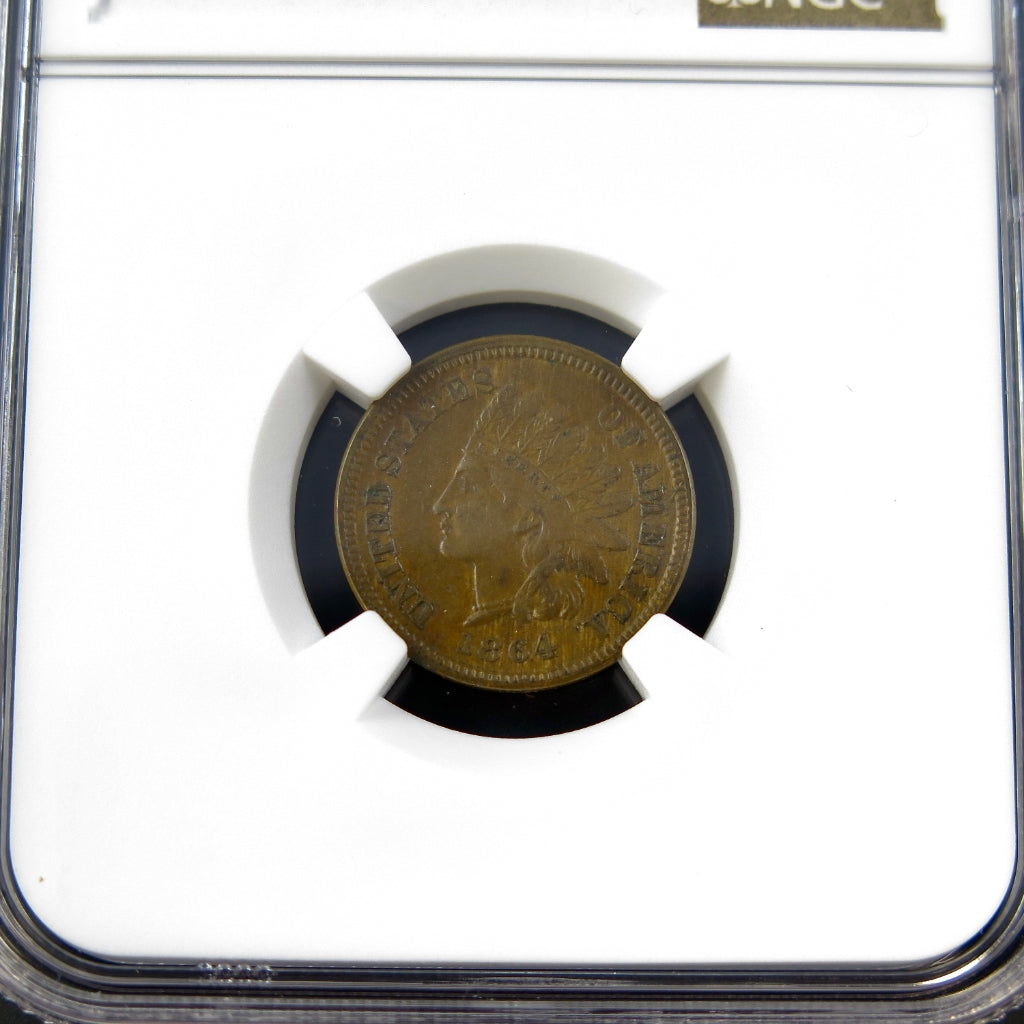 1864 Indian Head Cent – L on Ribbon – NGC AU53 BN – Bronze U.S. One Cent Coin - Black Market LLC