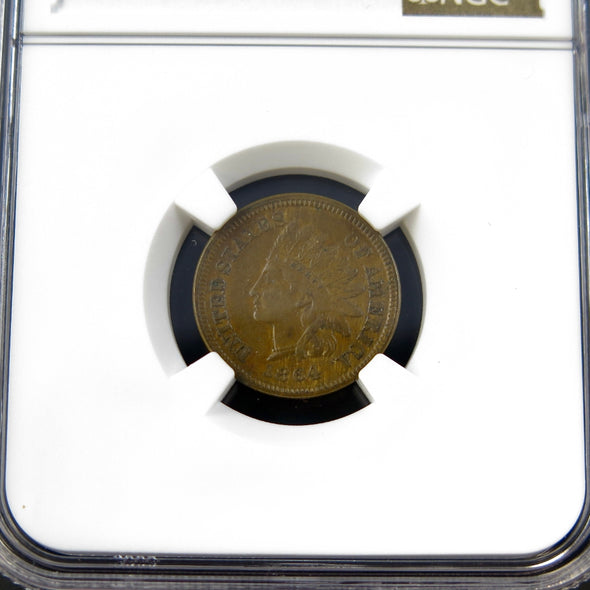 1864 Indian Head Cent – L on Ribbon – NGC AU53 BN – Bronze U.S. One Cent Coin