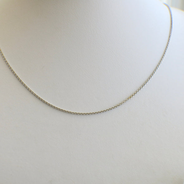 18K White Gold Cable Chain Necklace 18 Inch Fine Jewelry