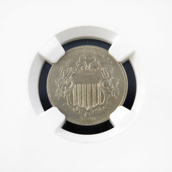 1869 Shield Nickel – Reverse of 1867 – NGC AU Details – Early U.S. Five Cent Coin