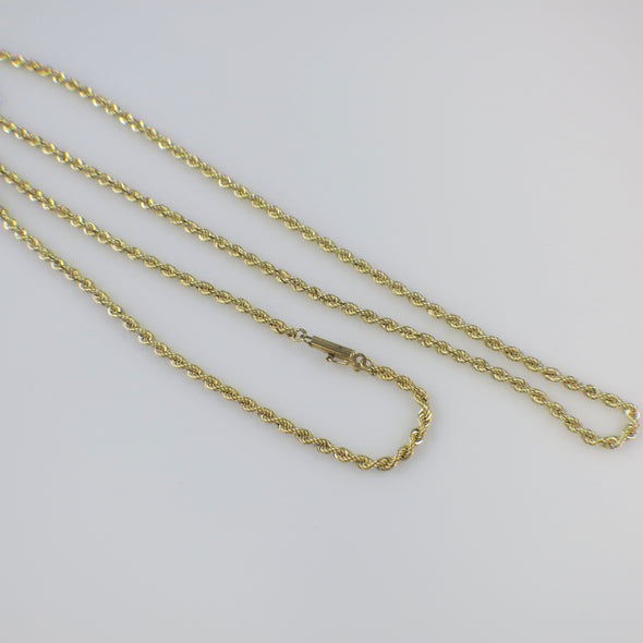 14K Yellow Gold Rope Chain Necklace – Heavy 24", 2.4 mm, 13.2 g