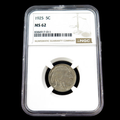 1925 Buffalo Nickel – NGC MS62 – Early U.S. Five Cent Coin