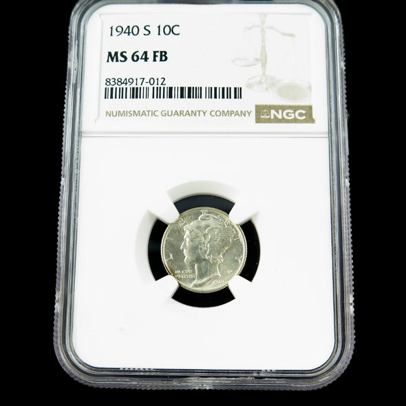 1940-S Mercury Dime – NGC MS64 FB – Certified U.S. Silver Coin