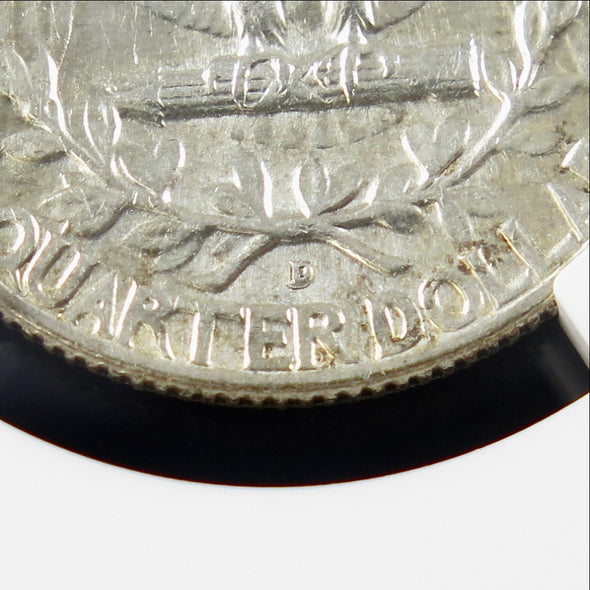1964-D Washington Quarter – D/D Repunched Mintmark – NGC AU58 – Certified U.S. Silver Coin